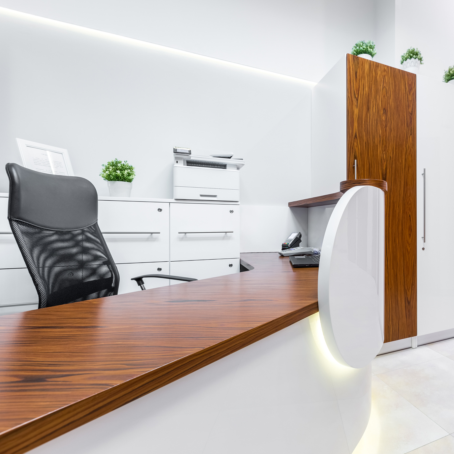 Wooden reception desk